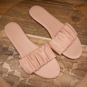 Size 10 J. Crew‎ Menorca Sandals Women's Scrunchie Strap Slide Tan Blush Leather